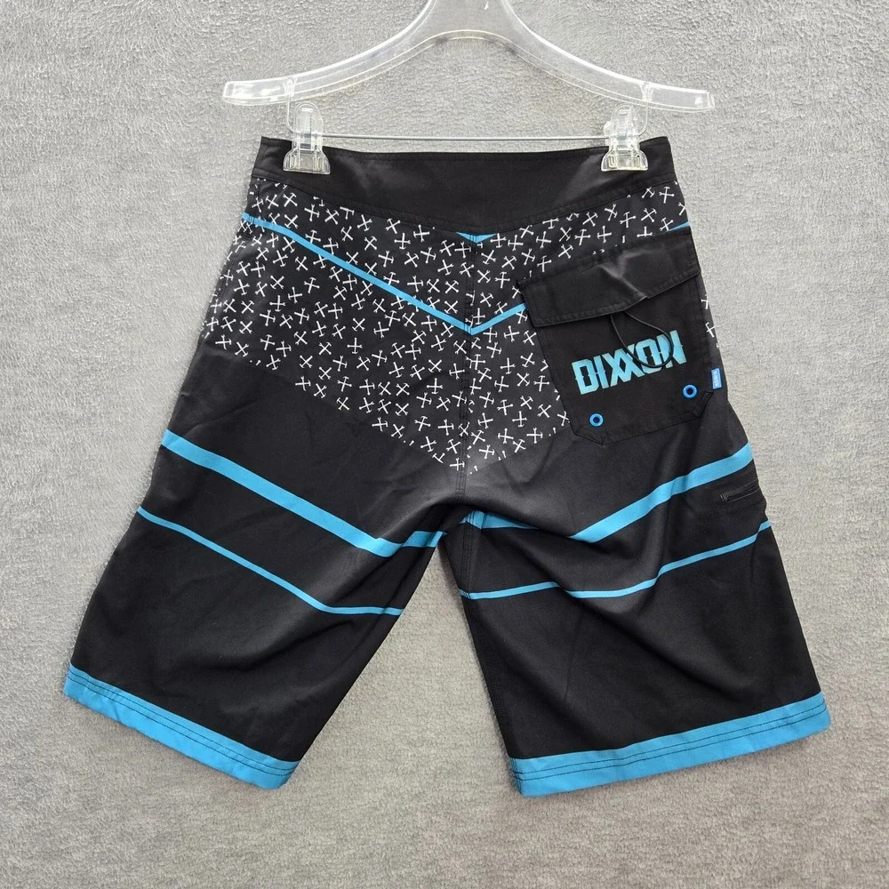 Dixxon Men Swimwear 30 Blue Striped‎ Board Shorts Logo Graphic Cargo Pocket